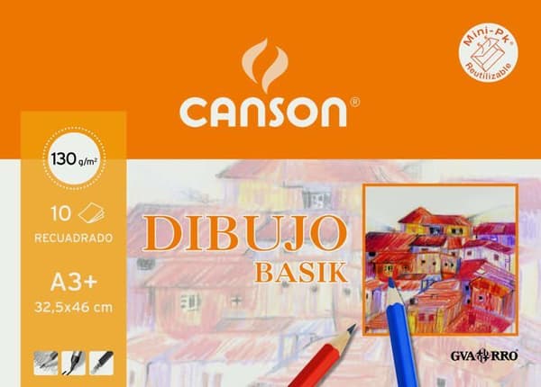 Canson ritningsset - 200400798 - Basik ritningar Ramar, Minipack A3+ (32,5 x 46 cm) 10 blad 130 g
