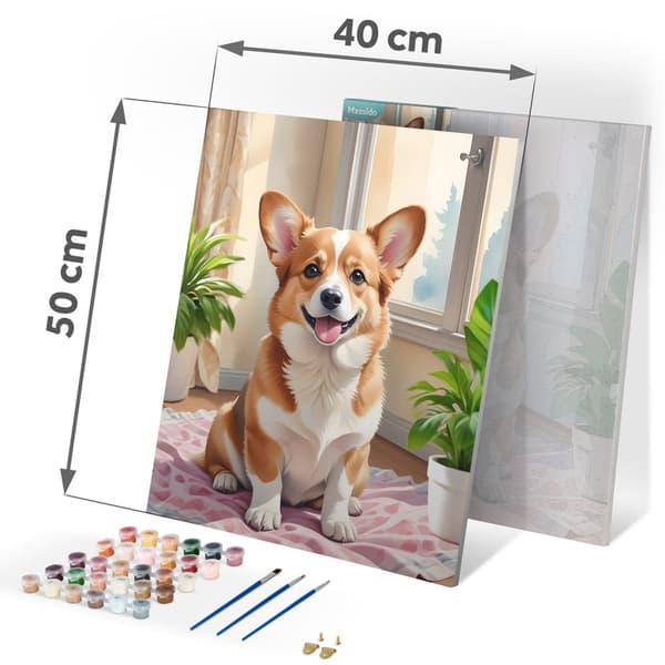 Billede til at male efter tal 40x50 cm Massido Dog Corgi