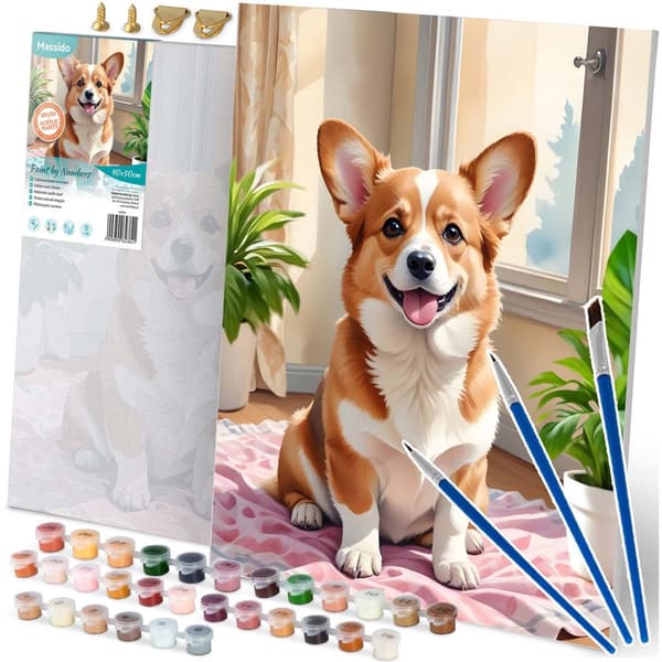 Kuva maalattava numeroilla 40x50 cm Massido Dog Corgi
