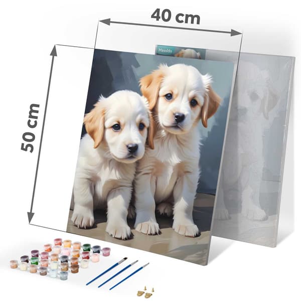 Bild att måla efter siffror 40x50 cm Massido Puppies