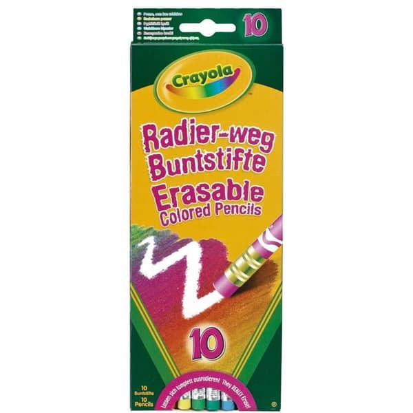 Crayola 10 raderbara färgpennor - färgen försvinner spårlöst - för vuxna och barn från 3 år och uppåt