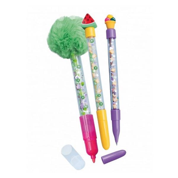 Kreativset - Buki France - Refills för pennor - 2 suddbara pennor - 1 markeringspenna - 4 bläckpatroner
