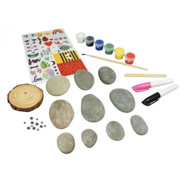 Kreativkit - Buki France - 10 stenar att dekorera - 6 stenar 5-7 cm - 4 stenar 3-5 cm - Färg ingår