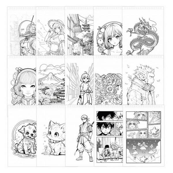 Manga anteckningsbok - Buki France - Professionellt manga studio - 25 sidor - 8 alkoholpennor - Blandat
