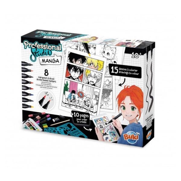 Manga anteckningsbok - Buki France - Professionellt manga studio - 25 sidor - 8 alkoholpennor - Blandat