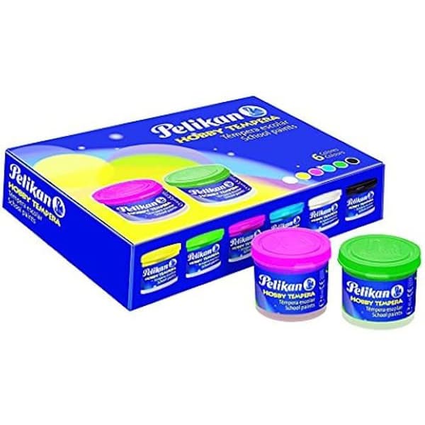 Set Tempera skolmålarfärg - PELIKAN - 63599 - 40 ml - Icke toxisk - 6 varierande färger