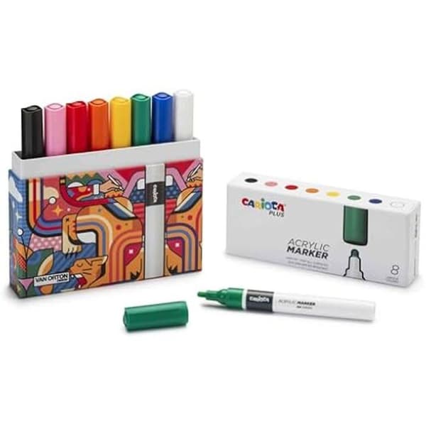 Akrylmärkare - CARIOCA - Flerfärgad - 8 enheter - Ljusresistent bläck - 2 mm spets