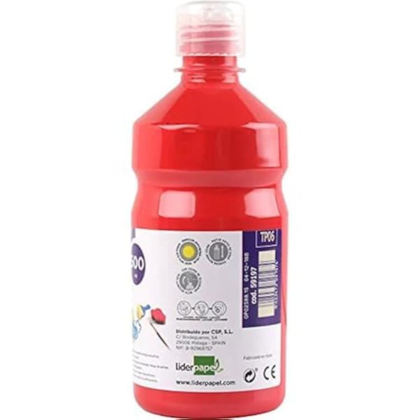 Gouache skolär - LIDERPAPEL - 59197 - 500 ml - Röd - Barn Mixte