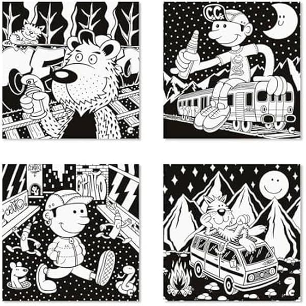 Färgläggningsillustrationer - CARIOCA - Set med 4 i sammet - Utvecklar finmotorik - Kreativitet - Unisex