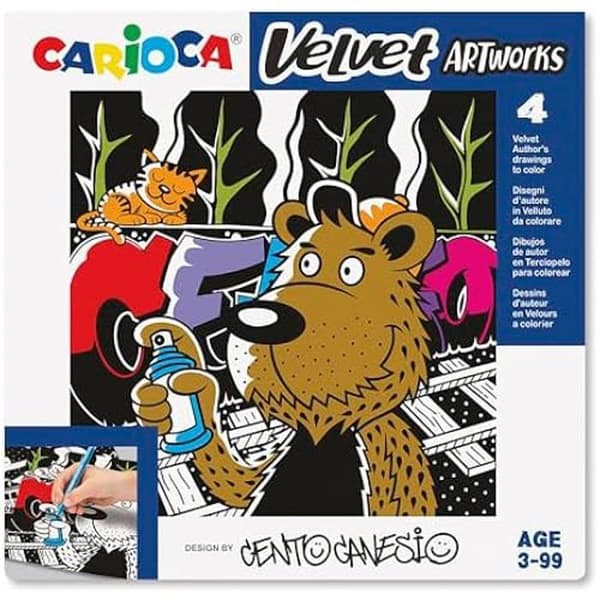 Färgläggningsillustrationer - CARIOCA - Set med 4 i sammet - Utvecklar finmotorik - Kreativitet - Unisex