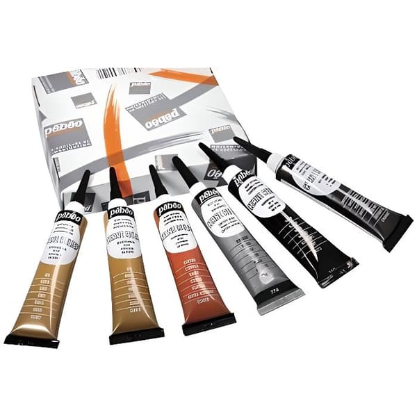 Målarfärg med spets kanter i relief - PEBEO - 054190 - 6 tuber på 20 ml - Blandade färger - Tvättbeständig