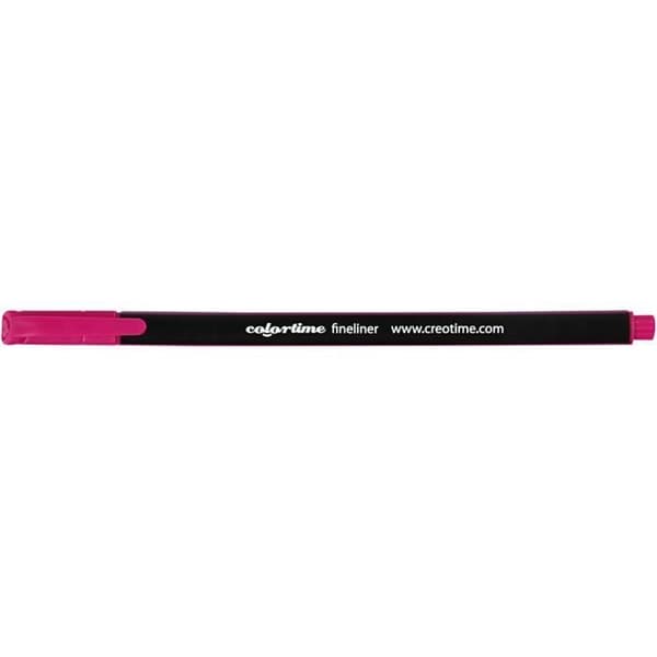 Fineliners - Colortime - Mörkrosa - 12 stycken - Tjocklek 0,6-0,7 mm - Vattenbaserat bläck