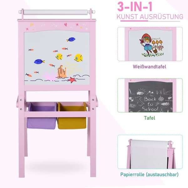 Rootz Lasten hallituksen halaus - Kids Art Easel - Kaksipuolinen maalaus - parantaa luovuutta - 58,5 cm x 50,5 cm x 118cm