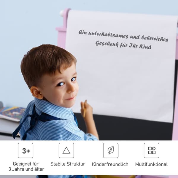 Rootz Lasten hallituksen halaus - Kids Art Easel - Kaksipuolinen maalaus - parantaa luovuutta - 58,5 cm x 50,5 cm x 118cm