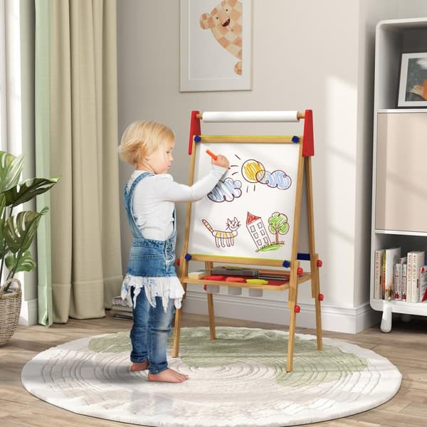 Rootz 3 -in -1 Children's Aaffel - Chalkboard - Whiteboard - Creative Fun - 61L X 47W X 113H CM - Justerbar höjd 95-110 cm - Inkluderar tillbehör