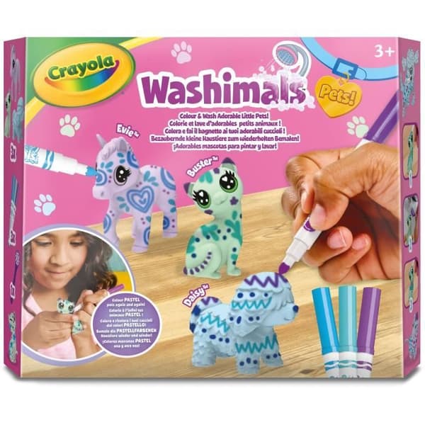 Kreativt spel - Crayola - Washimals - 3 pastellfärger djur - För barn från 3 år - Unisex