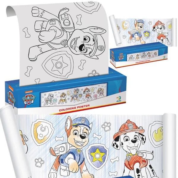 Färgläggningsbok på rulle - Paw Patrol - 70 x 16 cm - För barn från 3 år - Kreativ och rolig