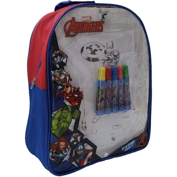 Färgläggningsryggsäck - Avengers - Barn - Transparent - 6 färgläggningsblad - 5 tuschpennor