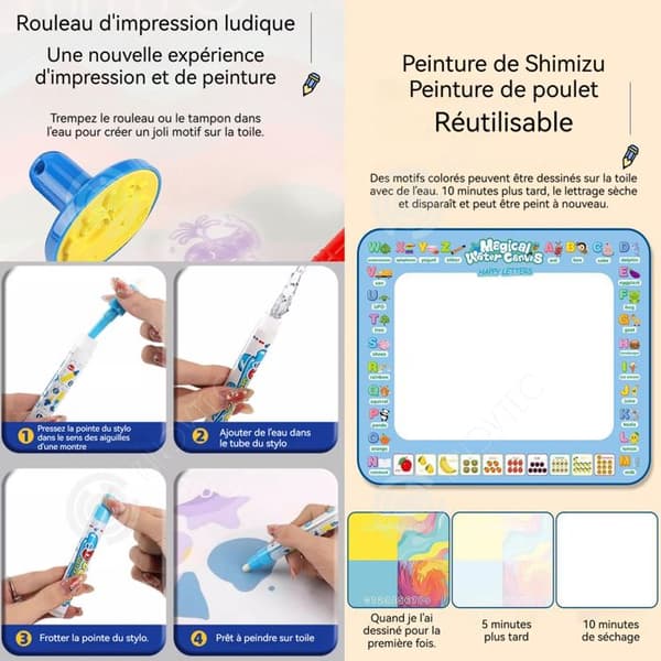 INN vatten ritmatta set för barn Doodle matta med 5 färger penna Pedagogiska leksaker för pojkar och flickor Creative