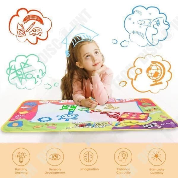 TD® Doodle-matta för barn, 80*60 cm 4 färger Ritmatta för målning, 3 pennor, 9 formar - Kreativa pedagogiska leksaker för barn