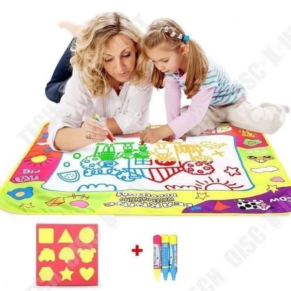 TD® Doodle-matta för barn, 80*60 cm 4 färger Ritmatta för målning, 3 pennor, 9 formar - Kreativa pedagogiska leksaker för barn