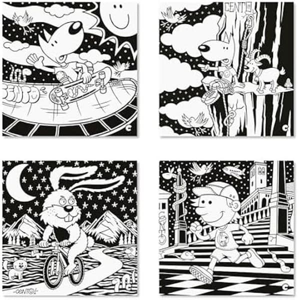 Färgläggningsillustrationer - CARIOCA - Set med 4 i sammet - Utvecklar finmotorik - Kreativitet - Unisex