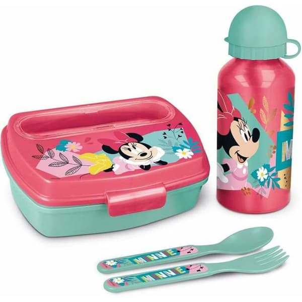 Lounaslaatikko integroidulla kannulla Minnie Mouse Pinkki 21 x 18 x 7 cm