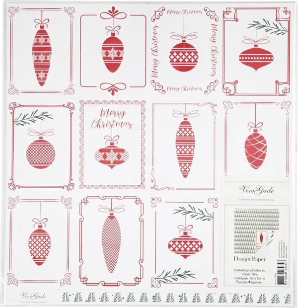 Koristepaperi 30,5x30,5cm 3 arkkia 180g Pallot ja Puut ViviGade