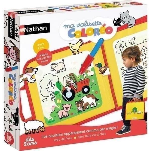 Kreativt spel - NATHAN - MIN FÄRGLÅDA COLOREO - Magiskt vattenfärgläggning - Portabel, fläckfri - Vattenpenna