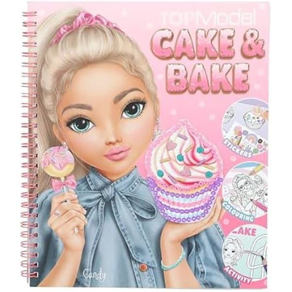 Färgbok - Depesche - TOPModel Cake &amp; Bake - 40 sidor - 5 ark med klistermärken - Ringbindning
