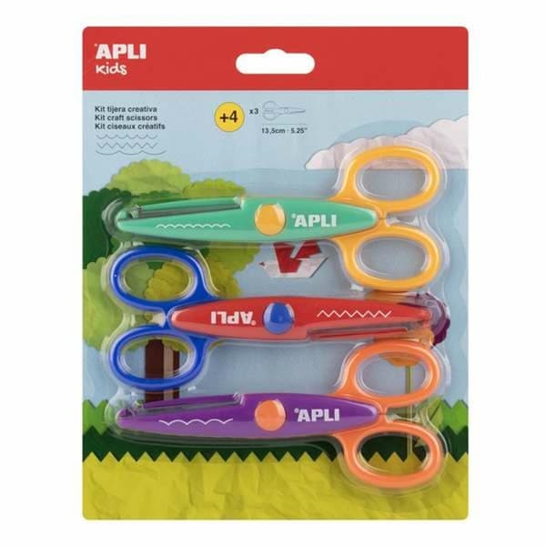 Spil med papirkunst Apli Sæt med saks Multifarvet 13,5 cm