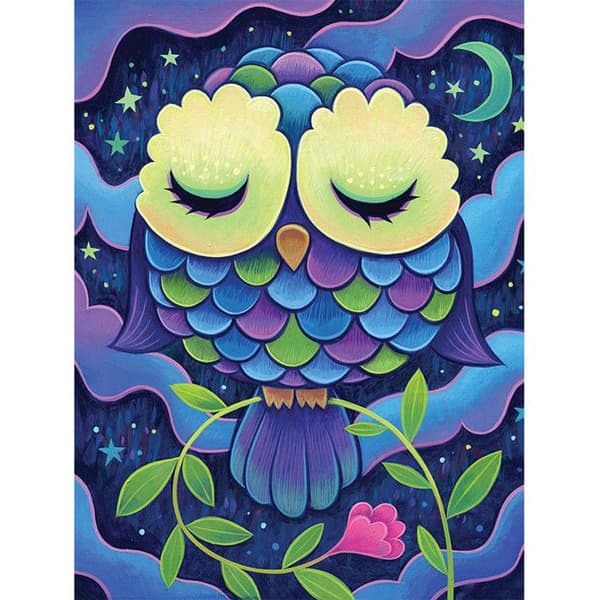 Kit för diamond painting - Modell uggla - Midnattuggla - 40x30cm