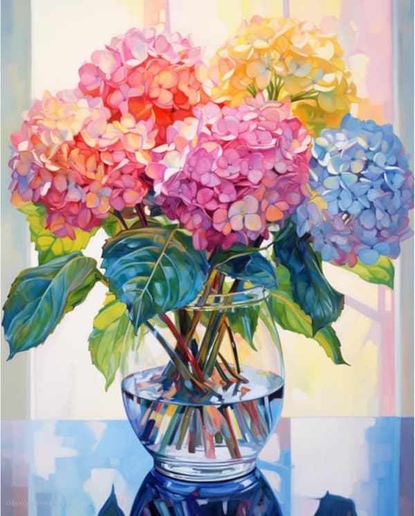 Bomclap Hydrangea Diamantmålningssats - Blommor 5D DIY, 30x40 cm