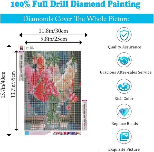 Bomclap Floral Diamond Art - Aloittelijaystävällinen, 30x40 cm
