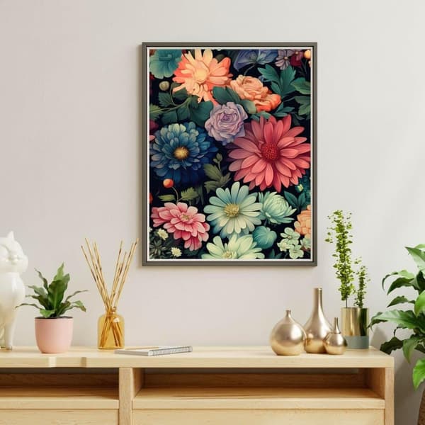 Bomclap Blomster Diamantkonst - Nybörjare & Väggdekoration, 30x40 cm