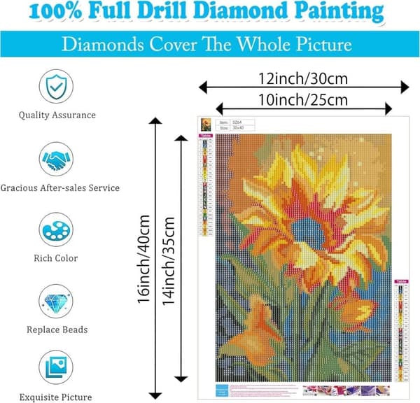 Bomclap Solrosor Diamantkonst - Full Drill Blomster, 30x40 cm
