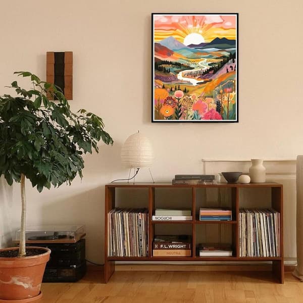 Bomclap Landskapsdiamantmålning - Soluppgångsdesign, 30x40 cm