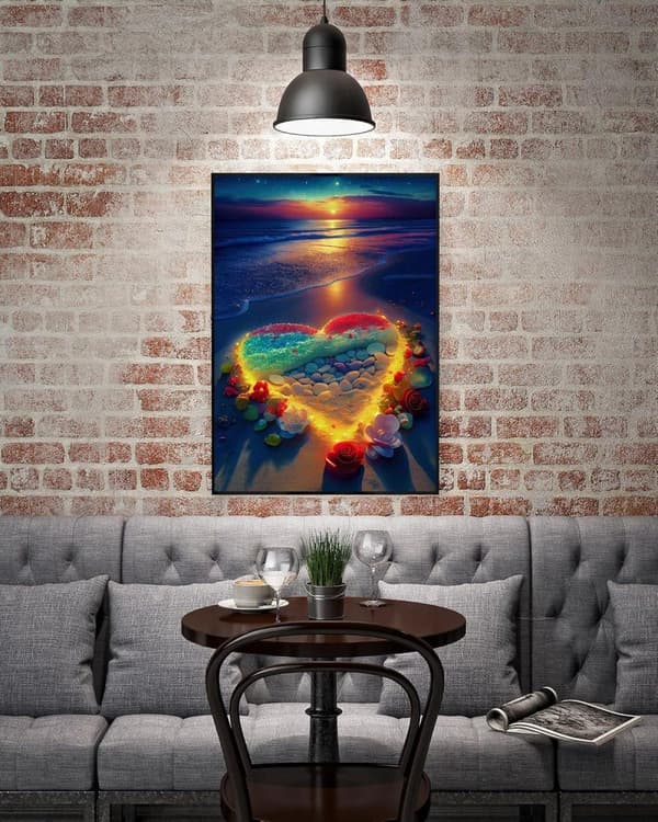 Bomclap Hjärtestrand - 5D Solnedgång DIY Diamantmålning 30x40 cm (Vuxna/Nybörjare)