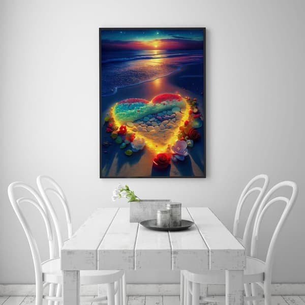 Bomclap Hjärtestrand - 5D Solnedgång DIY Diamantmålning 30x40 cm (Vuxna/Nybörjare)