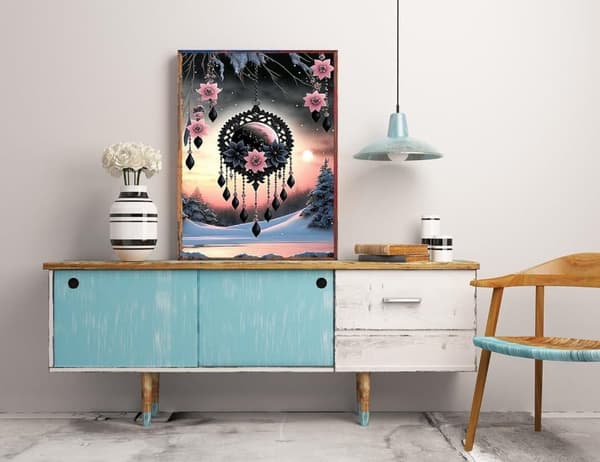 Bomclap Timanttimaalaus Unisieppari - 5D Vaaleanpunaiset Kukat Timanttitaide 30x40 cm