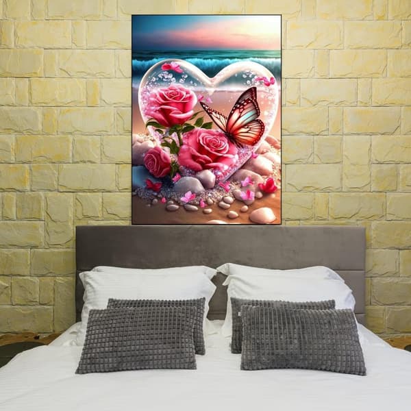 Bomclap Diamond Painting Strandhjärta - 5D Fjärilar & Blommor Diamantmålning