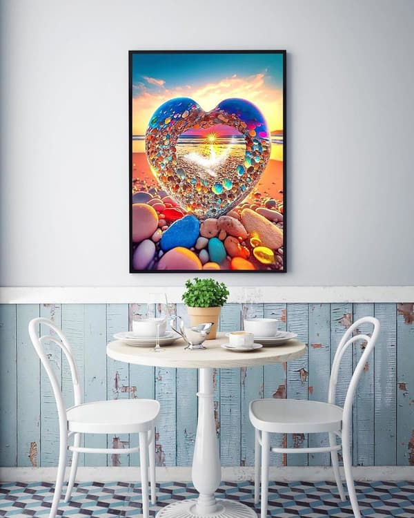 Bomclap Diamond Painting Hjärteformad Strand - 5D Färgrik Diamantkonst 30x40 cm