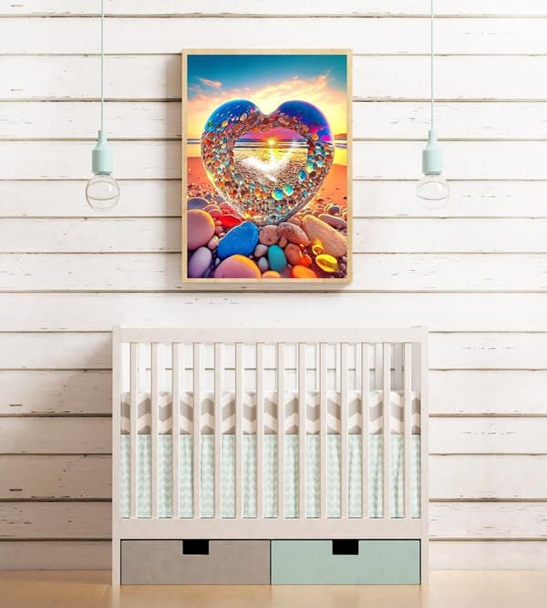 Bomclap Diamond Painting Hjärteformad Strand - 5D Färgrik Diamantkonst 30x40 cm