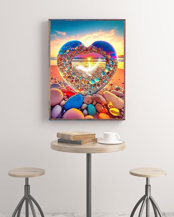 Bomclap Diamond Painting Hjärteformad Strand - 5D Färgrik Diamantkonst 30x40 cm
