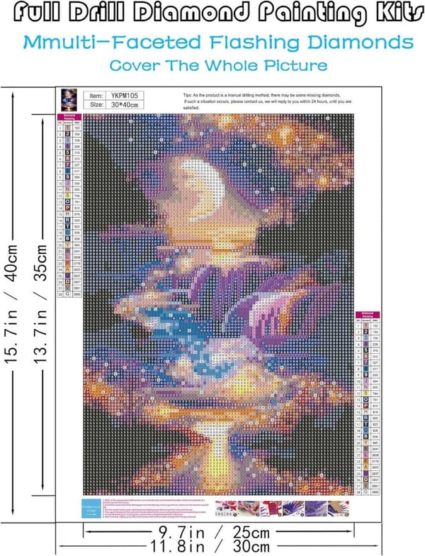 Bomclap Diamond Painting Månvattenfall - 5D Nattlandskap Diamantkonst 30x40 cm 