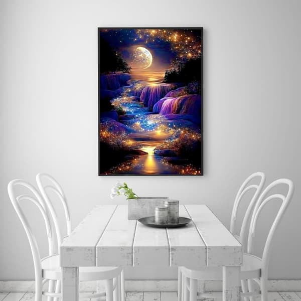 Bomclap Diamond Painting Månvattenfall - 5D Nattlandskap Diamantkonst 30x40 cm ﻿