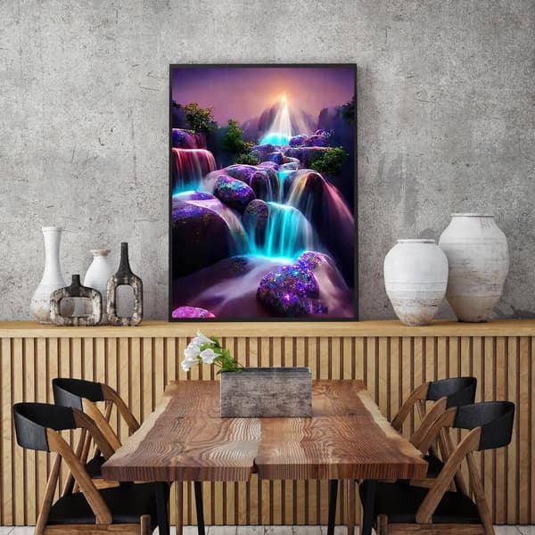 Bomclap Diamond Painting Månvattenfall - 5D Fantasilandskap Diamantmålning, 30x40 cm