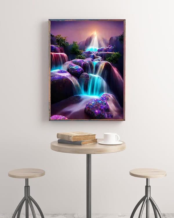 Bomclap Diamond Painting Månvattenfall - 5D Fantasilandskap Diamantmålning,  30x40 cm