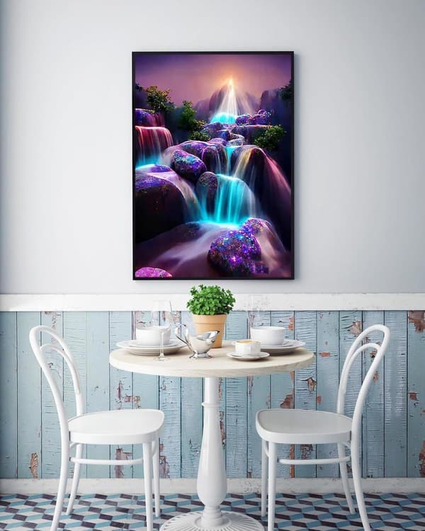 Bomclap Diamond Painting Månvattenfall - 5D Fantasilandskap Diamantmålning, 30x40 cm