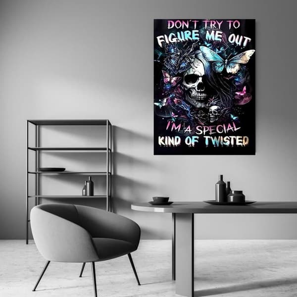 Bomclap Edgy skallefjäril diamantpyssel 5D full drill mönster för vuxna, Unik väggkonst 30x40 cm i modern stil